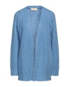 Kaos Jeans Woman Cardigan Azure Size M Acrylic, Mohair Wool, Polyamide In Blue
