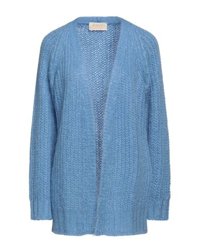 Kaos Jeans Woman Cardigan Azure Size M Acrylic, Mohair Wool, Polyamide In Blue