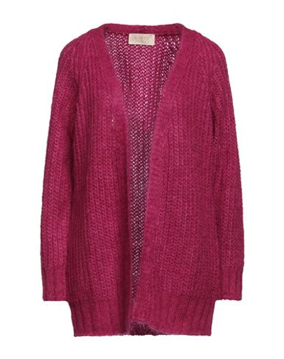 Kaos Jeans Woman Cardigan Magenta Size M Acrylic, Mohair Wool, Polyamide In Magenta