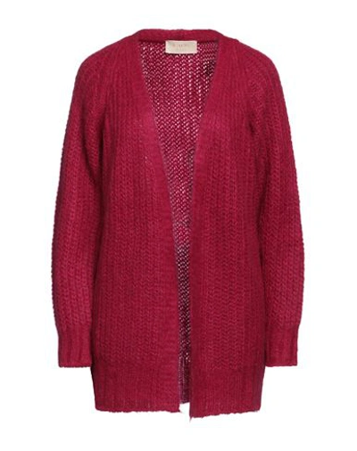 Kaos Jeans Woman Cardigan Garnet Size M Acrylic, Mohair Wool, Polyamide In Red