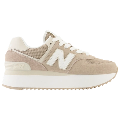 New Balance Women's 574+ In Brown/grey/white
