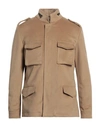 Peter Hadley Man Coat Sand Size 44 Polyester, Viscose In Beige