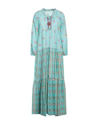 Anjuna Woman Long Dress Turquoise Size M Cotton In Blue