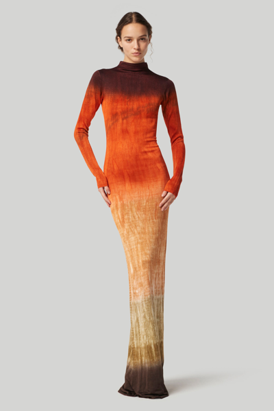 Altuzarra Rhea Hand-dyed Maxi Dress In Bright Coral Hand Dyed