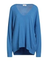 Ottod'ame Woman Sweater Azure Size 8 Viscose, Polyester In Blue