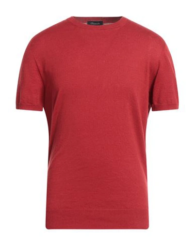 Drumohr Man Sweater Red Size 40 Flax, Polyester
