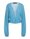 Federica Tosi Woman Cardigan Azure Size 4 Mohair Wool, Alpaca Wool, Polyamide In Blue