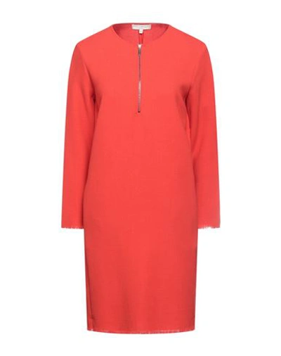 Antonelli Woman Mini Dress Tomato Red Size 4 Virgin Wool, Polyamide, Elastane