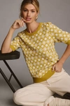 Maeve Harmon Jacquard Sweater Tee In Green
