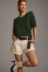 Maeve Harmon Jacquard Sweater Tee In Green