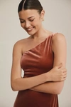 Jenny Yoo Cybill One-shoulder Side-slit Stretch Velvet Gown In Pink