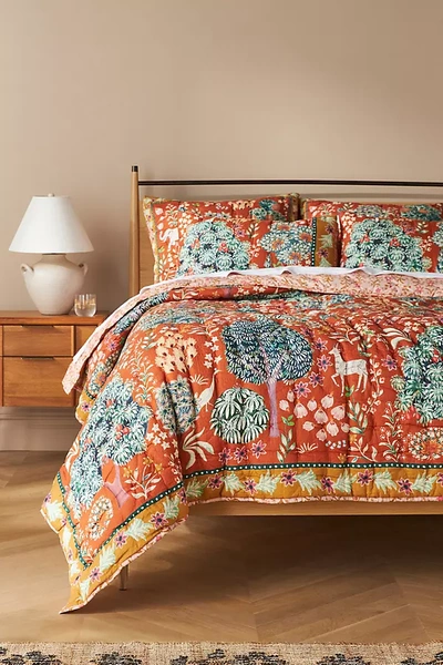 Anthropologie Averill Organic Cotton Quilt By  In Brown Size Tw Top/bed