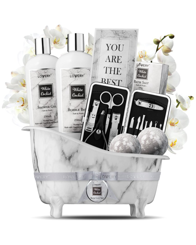 Lovery White Orchid Self Care Bath Gift Basket In Neutral