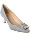 Manolo Blahnik Hangisi 70 Glitter Pump In Silver