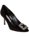 Manolo Blahnik Hangisi 70 Embellished Velvet Pumps In Black
