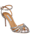 Aquazzura Tequila Crystal Ankle Strap Sandal In Silver