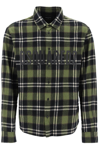 Dsquared2 Plaid-print Flannel Shirt In Green