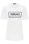 Versace Logo-embroidered Cotton T-shirt In White