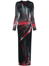 Louisa Ballou High Tide Printed Stretch-jersey Maxi Dress In Grey