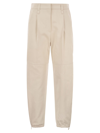 BRUNELLO CUCINELLI BRUNELLO CUCINELLI UTILITY TRACK TROUSERS IN DYED COUTURE DENIM WITH JEWELLERY