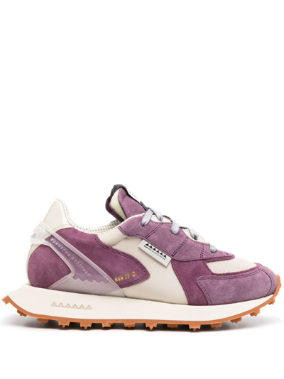 Run Of Logo-print Panelled Suede Sneakers In Violet