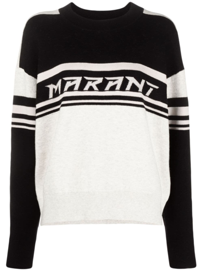 Marant Etoile Callie Intarsia-knit Logo Jumper In Black