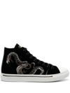 ROBERTO CAVALLI EMBROIDERED-MOTIF SUEDE SNEAKERS