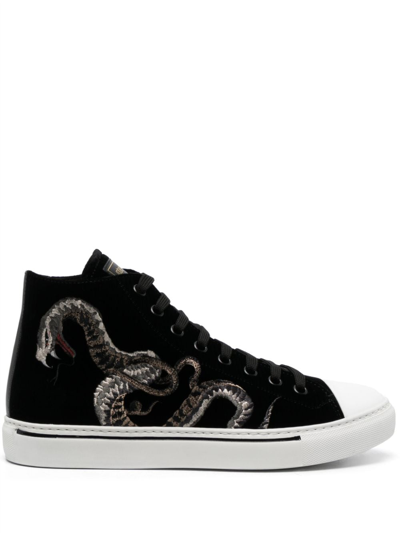 Roberto Cavalli Embroidered-motif Suede Trainers In 05051