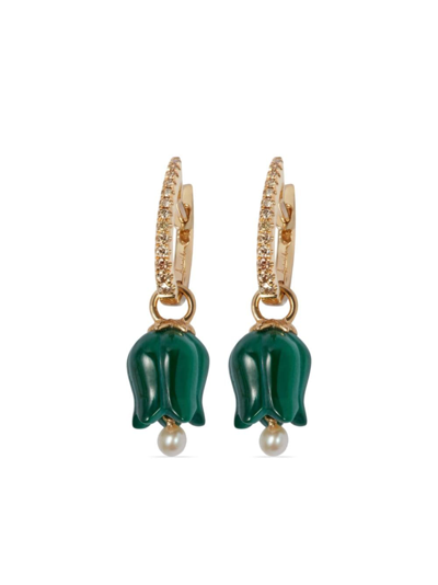 Annoushka 18kt Yellow Gold Tulip Diamond And Malachite Drop Earrings