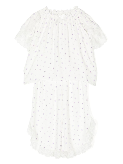 Amiki Kids' Milana Floral-print Pyjama Set In White