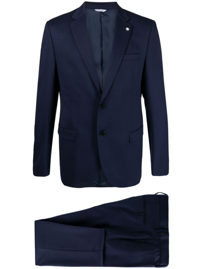 Manuel Ritz Single-breasted Wool Suit In Blue