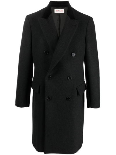Fursac Double-breasted Wool Coat In Black
