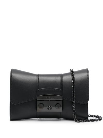 Furla Chain-strap Leather Crossbody Bag In Black