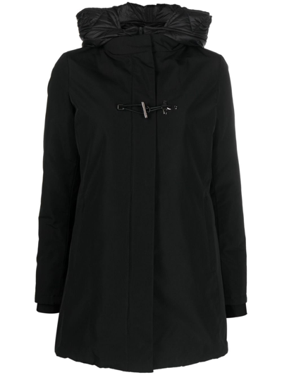 Fay Toggle-fastening Hooded Coat In Black