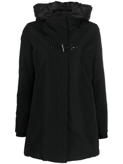 Fay Toggle-fastening Detail Hooded Coat In Black