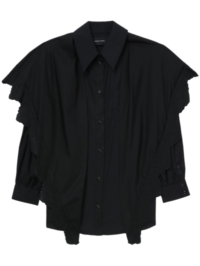 Simone Rocha Scarf-collar Scalloped Shirt In Black