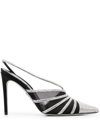 René Caovilla Emily Slingbacks In Rhinestone Crystals In Silver