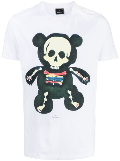 Ps By Paul Smith Teddy Skeleton Graphic-print T-shirt In 01 White