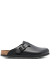 Birkenstock Boston Buckle-embellished Slippers In Black