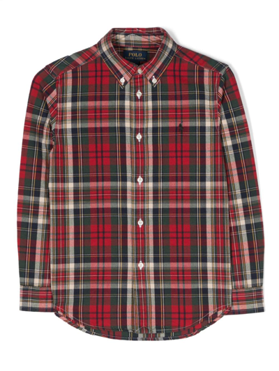 Ralph Lauren Kids' Plaid-check Cotton Shirt In Red