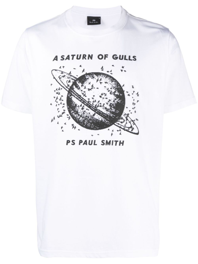 Ps By Paul Smith 图案印花棉t恤 In White