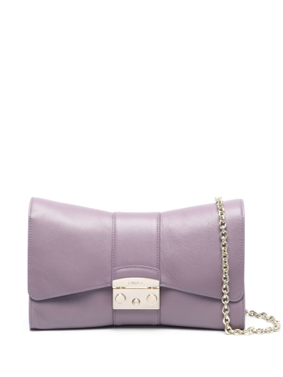 Furla Bow-shaped Leather Shoulder Bag In Purple