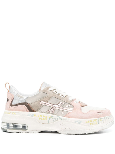 Premiata Drake Logo-patch Trainers In Neutrals