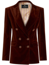 Etro Velvet Blazer Jacket With Detailed Buttons In Brown