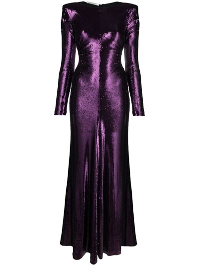 Philosophy Di Lorenzo Serafini Sequin-embellished Open-back Dress In Purple