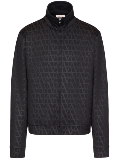 Valentino Geometric Pattern Lightweight Bomber Jacket In Black