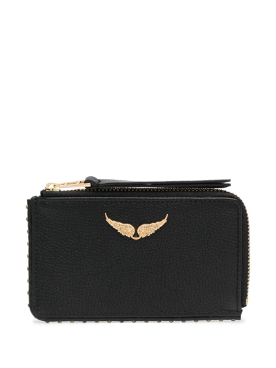 Zadig & Voltaire Zv Calf-leather Wallet In Black