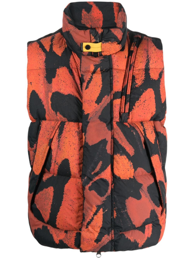 Parajumpers Butterfly-print Padded Down Gilet In Red