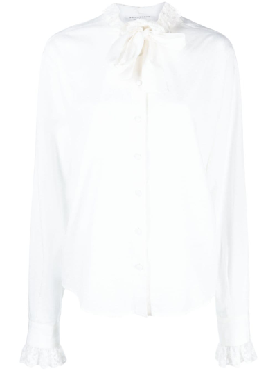 Philosophy Di Lorenzo Serafini Pussy-bow Collar Lace-trim Blouse In White