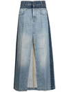 Stella Mccartney Paneled Denim Maxi Skirt In Blue
